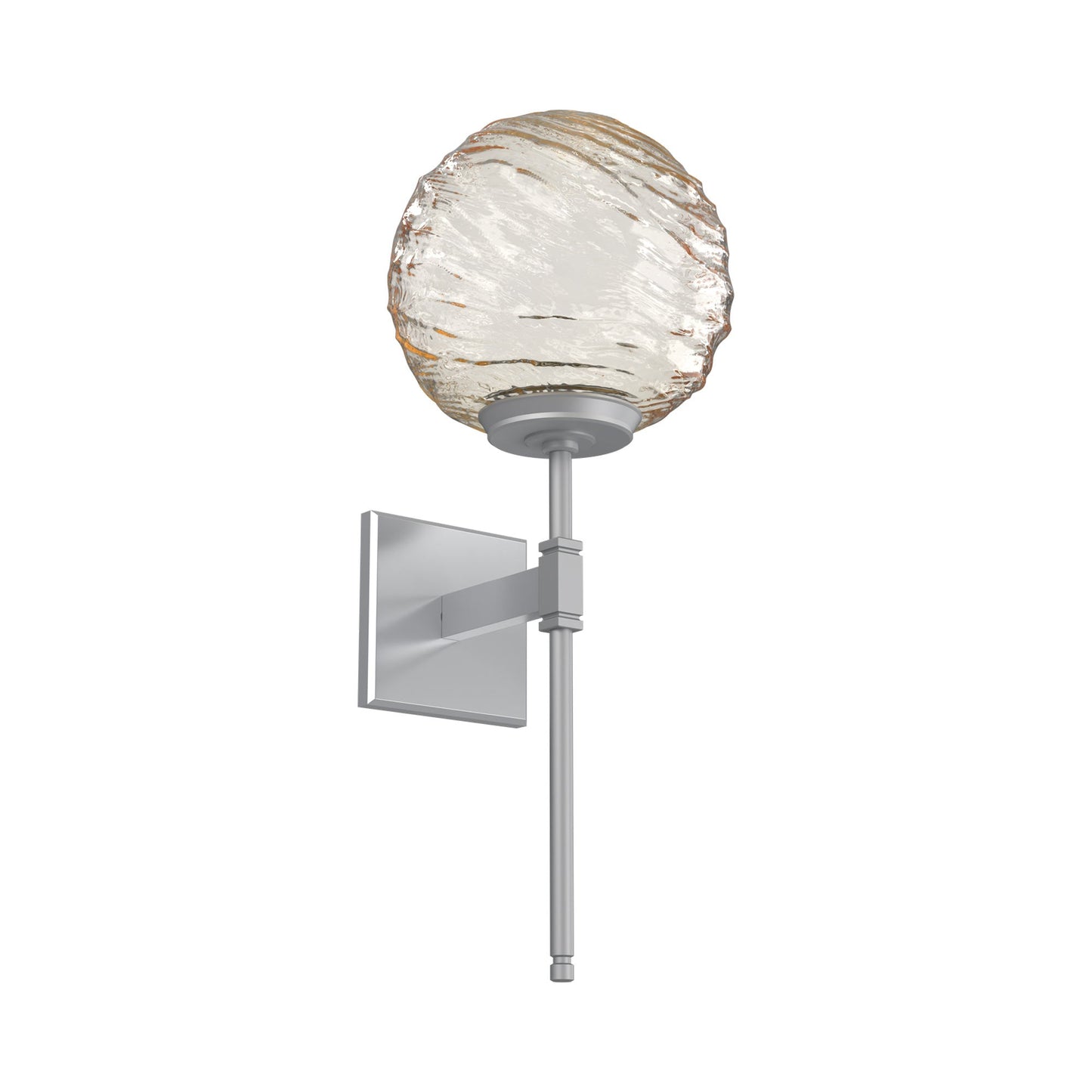 Gaia Belvedere LED Wall Light in Classic Silver/Amber Blown Glass.