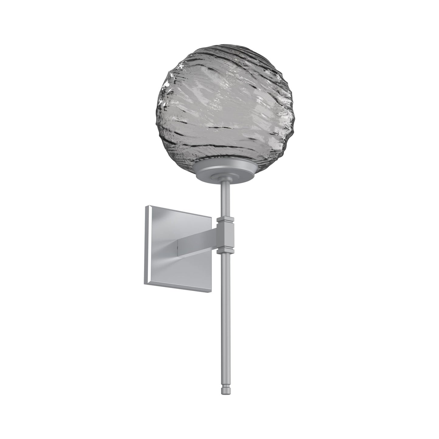 Gaia Belvedere LED Wall Light in Classic Silver/Smoke Blown Glass.