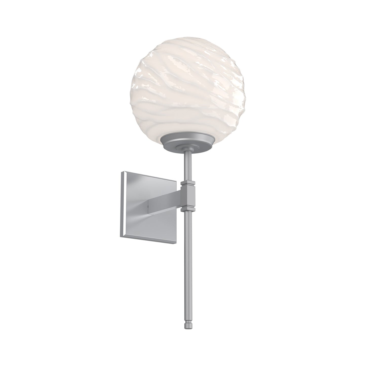 Gaia Belvedere LED Wall Light in Classic Silver/White Blown Glass.