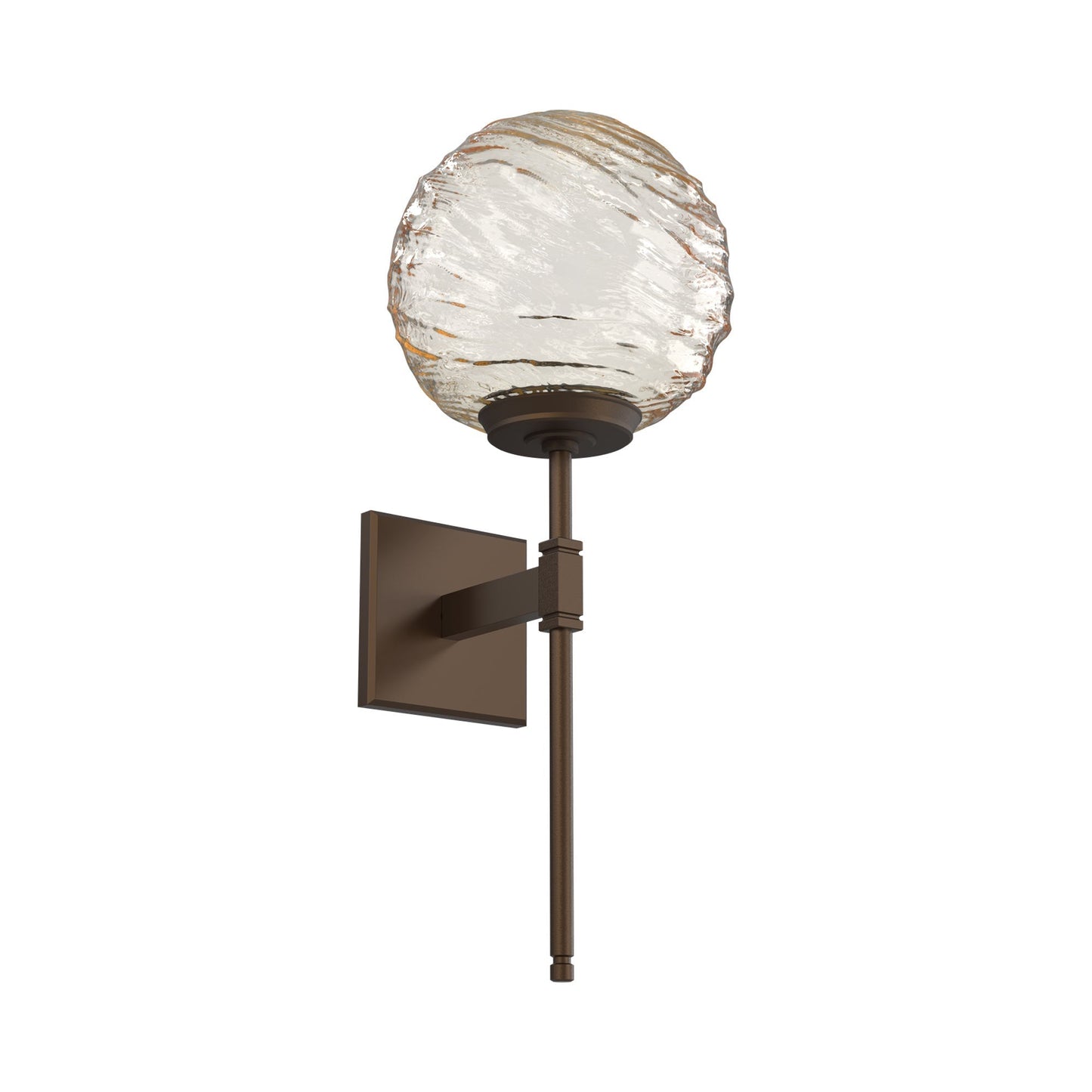 Gaia Belvedere LED Wall Light in Flat Bronze/Amber Blown Glass.