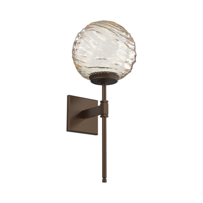 Gaia Belvedere LED Wall Light in Flat Bronze/Amber Blown Glass.