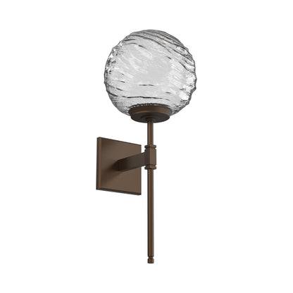 Gaia Belvedere LED Wall Light in Flat Bronze/Clear Blown Glass.