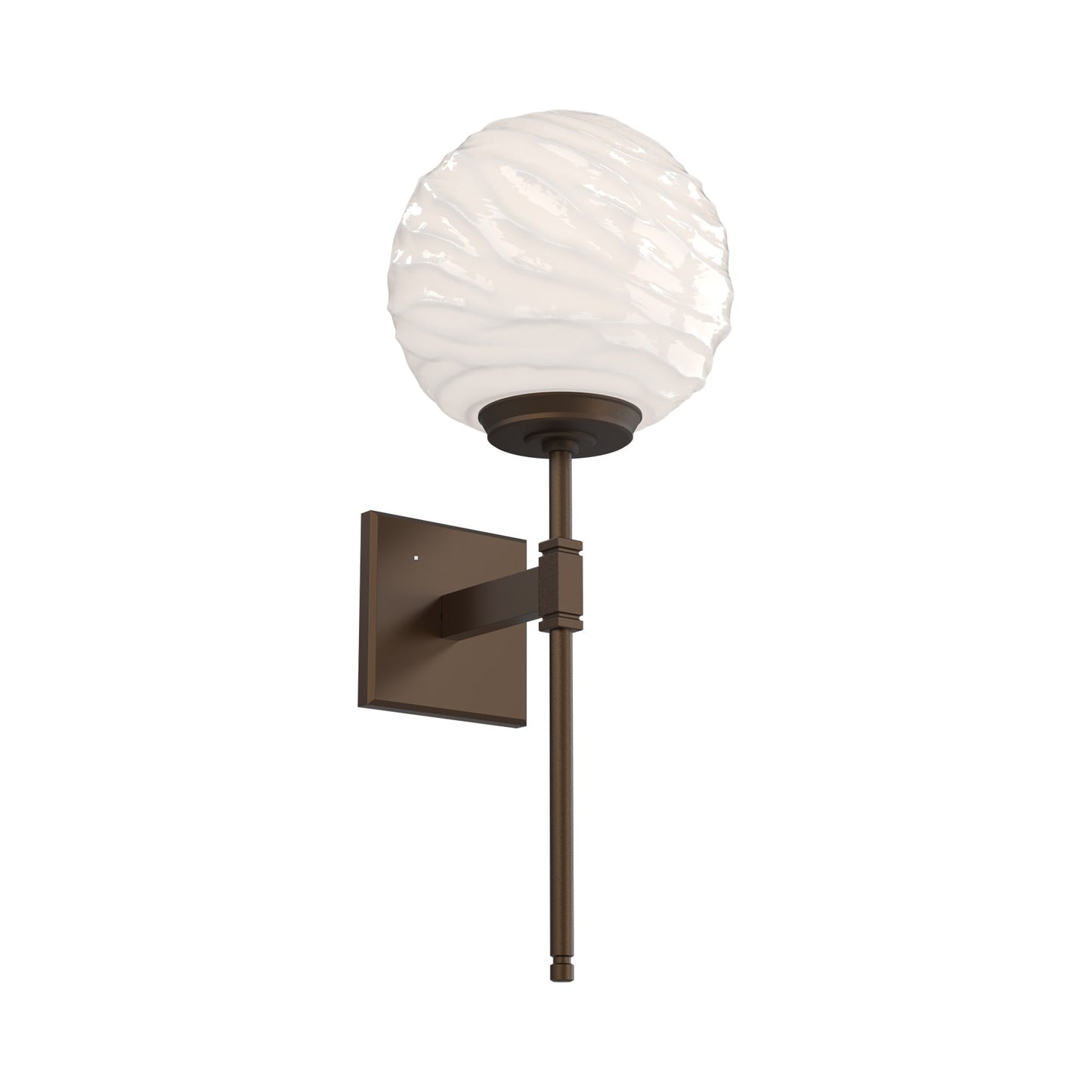 Gaia Belvedere LED Wall Light in Flat Bronze/White Blown Glass.