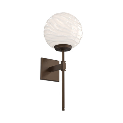 Gaia Belvedere LED Wall Light in Flat Bronze/White Blown Glass.