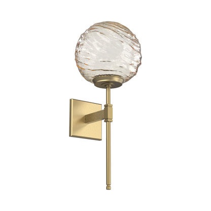 Gaia Belvedere LED Wall Light in Gilded Brass/Amber Blown Glass.