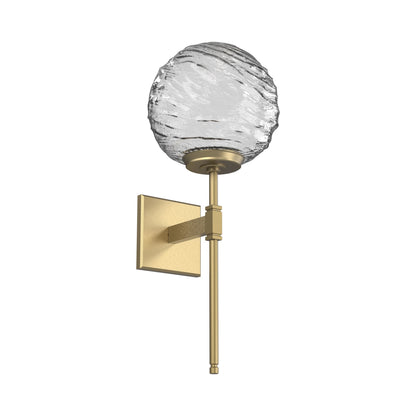 Gaia Belvedere LED Wall Light in Gilded Brass/Clear Blown Glass.