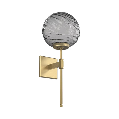 Gaia Belvedere LED Wall Light in Gilded Brass/Smoke Blown Glass.