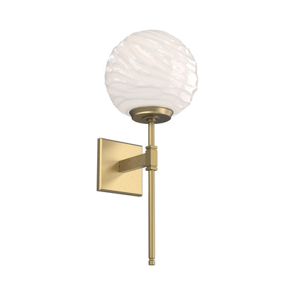 Gaia Belvedere LED Wall Light in Gilded Brass/White Blown Glass.