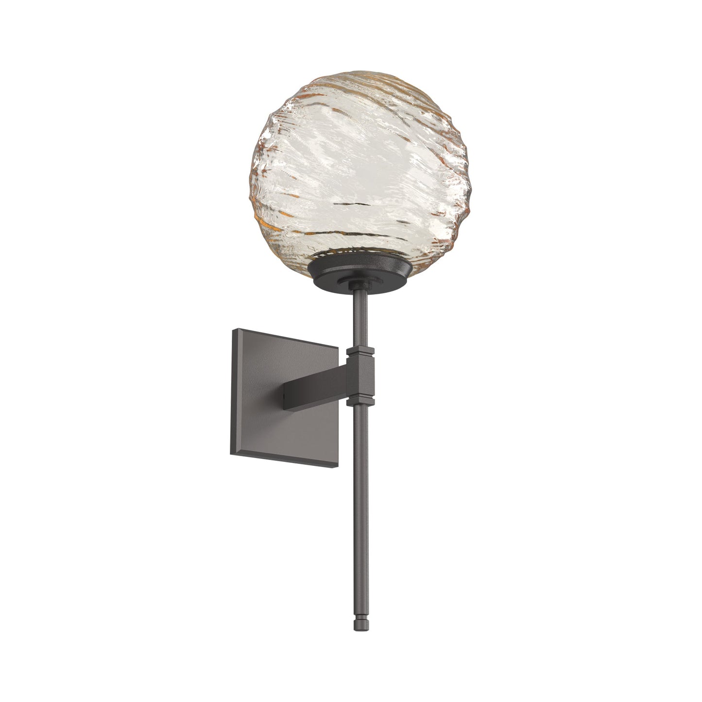 Gaia Belvedere LED Wall Light in Graphite/Amber Blown Glass.