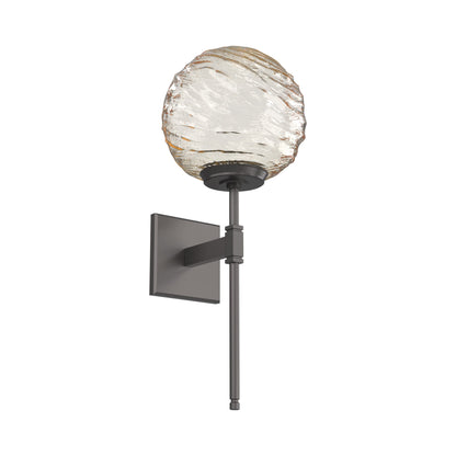 Gaia Belvedere LED Wall Light in Graphite/Amber Blown Glass.