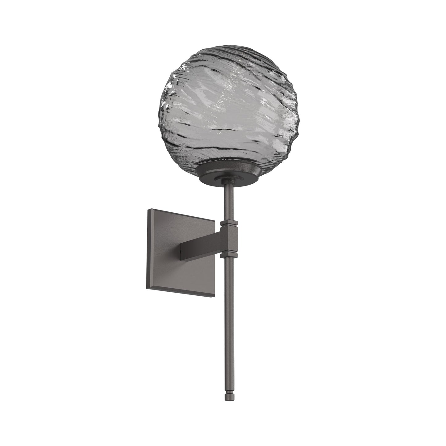 Gaia Belvedere LED Wall Light in Graphite/Smoke Blown Glass.