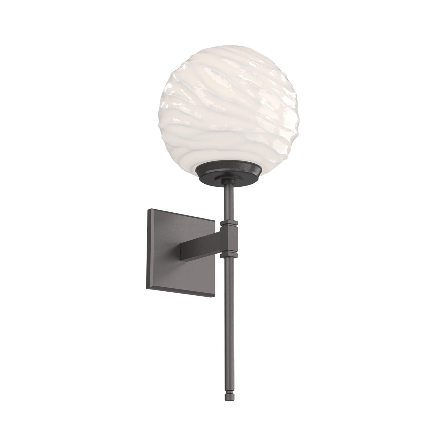 Gaia Belvedere LED Wall Light in Graphite/White Blown Glass.