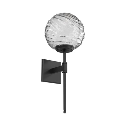 Gaia Belvedere LED Wall Light in Matte Black/Clear Blown Glass.