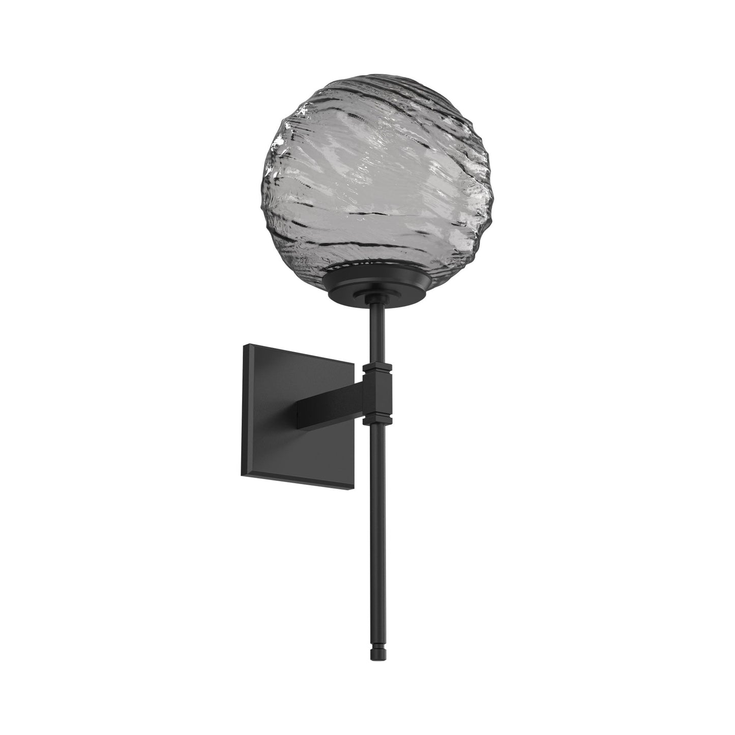 Gaia Belvedere LED Wall Light in Matte Black/Smoke Blown Glass.