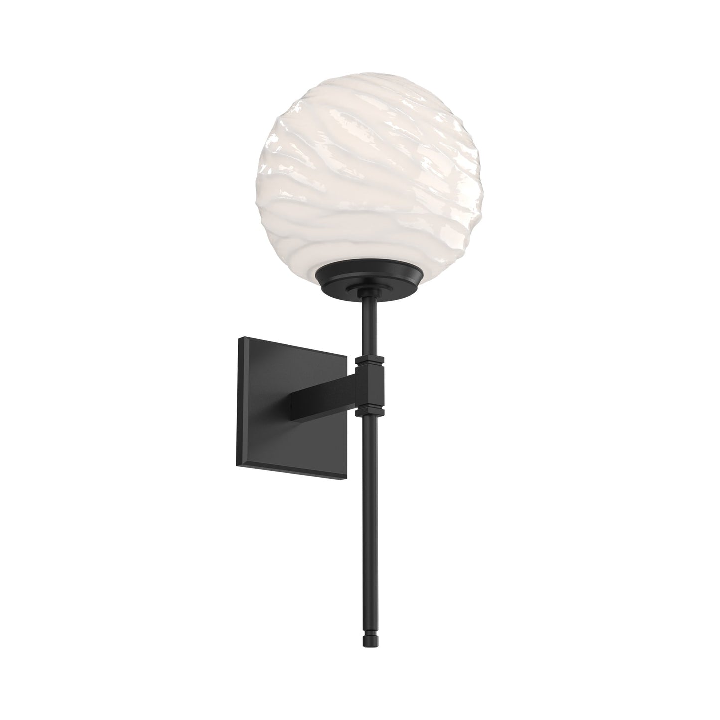 Gaia Belvedere LED Wall Light in Matte Black/White Blown Glass.