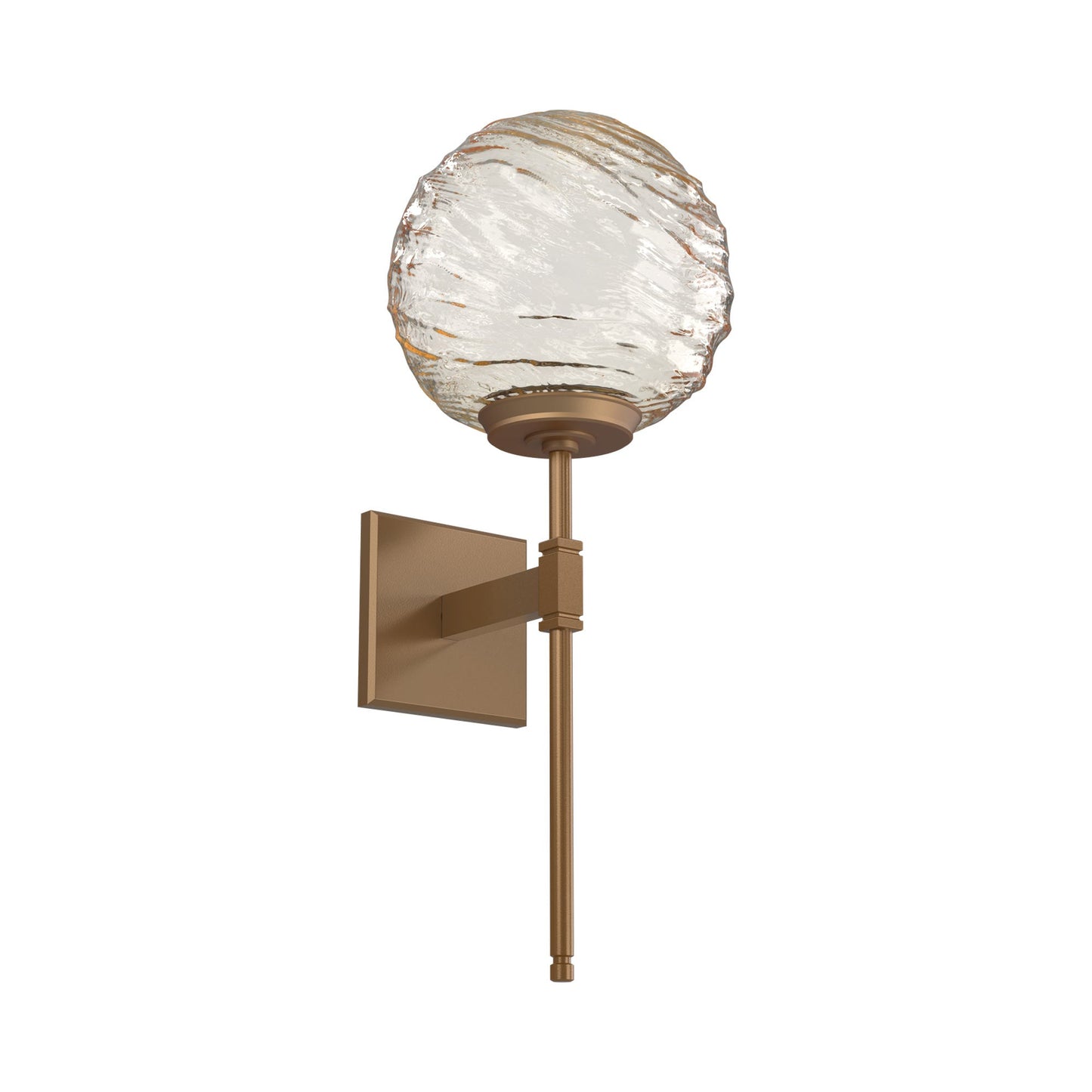 Gaia Belvedere LED Wall Light in Novel Brass/Amber Blown Glass.