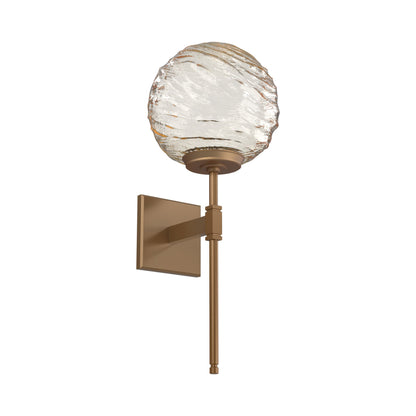 Gaia Belvedere LED Wall Light in Novel Brass/Amber Blown Glass.
