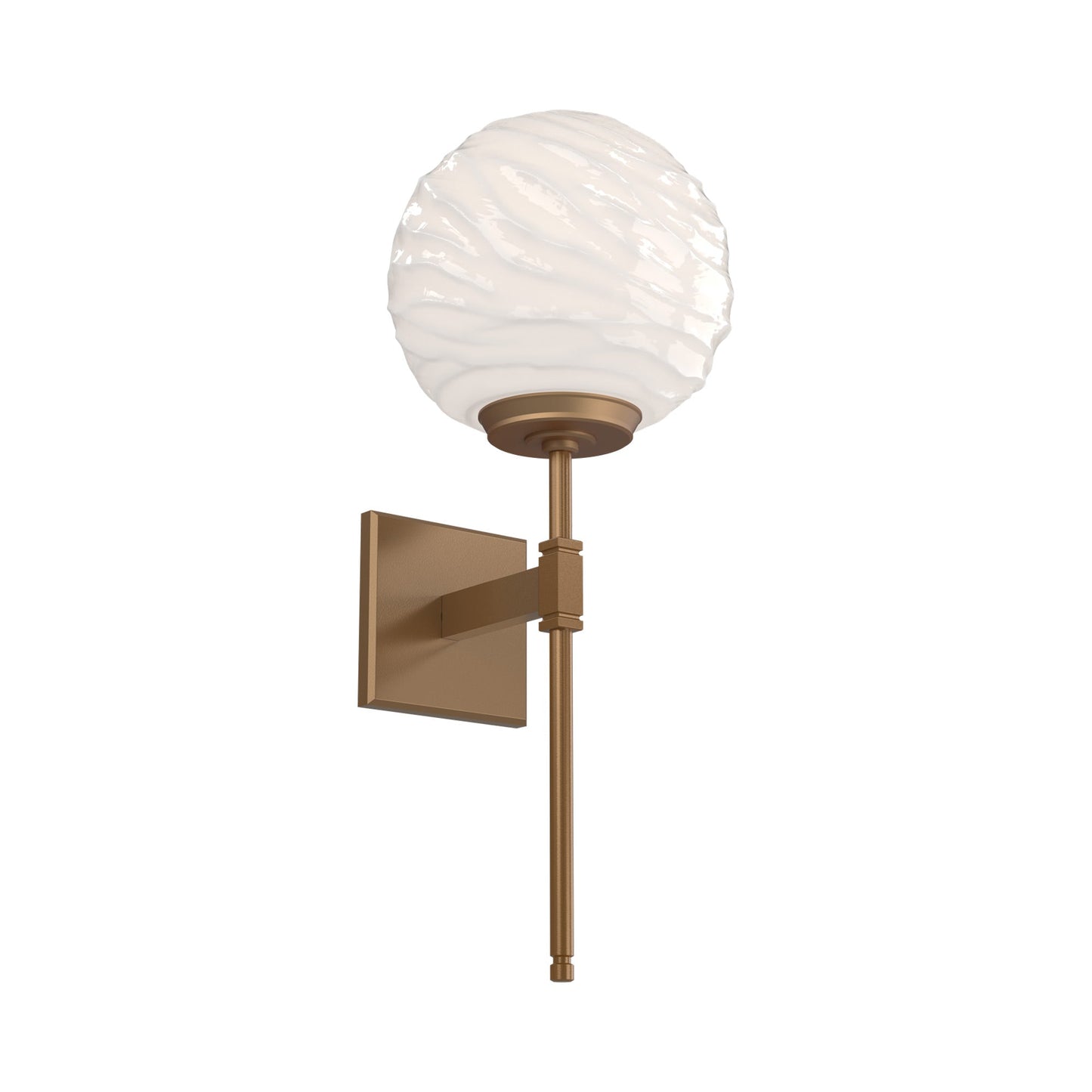 Gaia Belvedere LED Wall Light in Novel Brass/White Blown Glass.