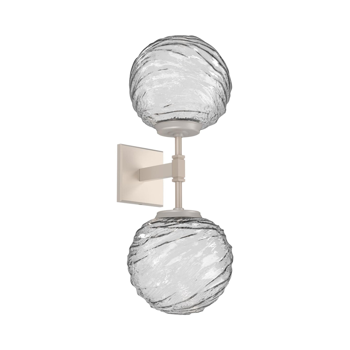 Gaia Double LED Wall Light in Beige Silver/Clear Blown Glass.