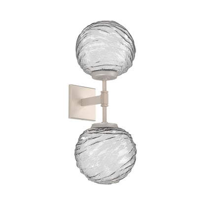 Gaia Double LED Wall Light in Beige Silver/Clear Blown Glass.
