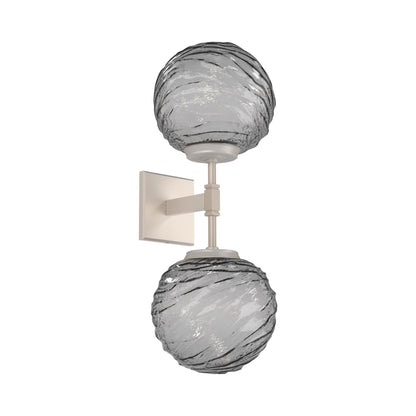 Gaia Double LED Wall Light in Beige Silver/Smoke Blown Glass.