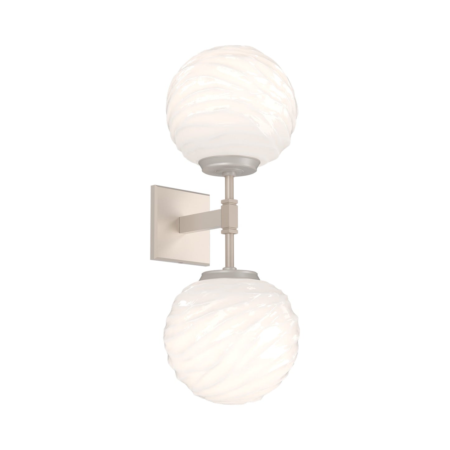 Gaia Double LED Wall Light in Beige Silver/White Blown Glass.