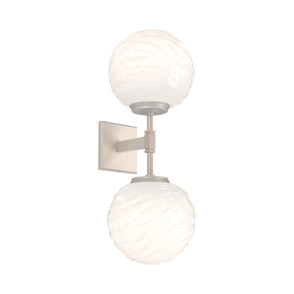 Gaia Double LED Wall Light in Beige Silver/White Blown Glass.