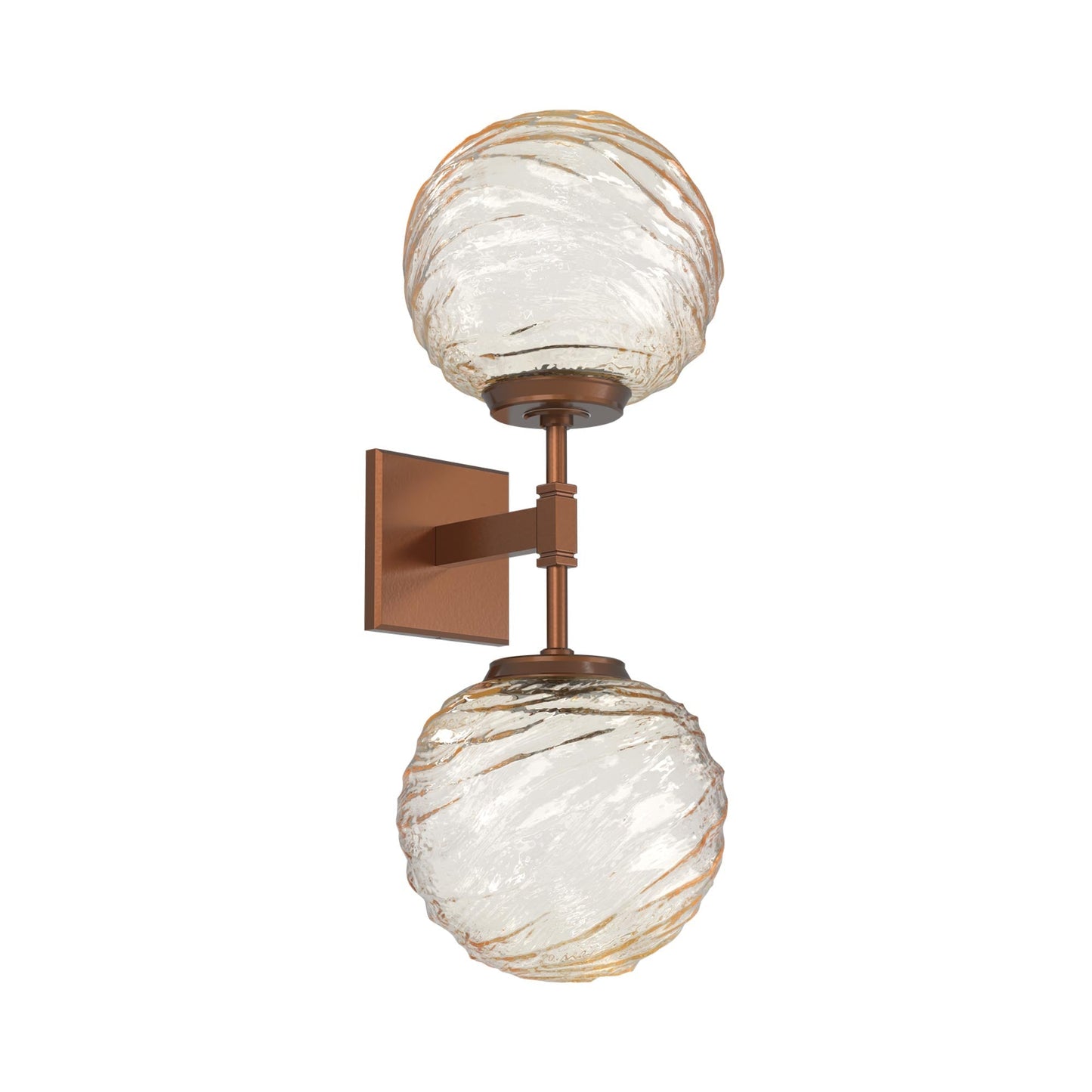 Gaia Double LED Wall Light in Burnished Bronze/Amber Blown Glass.