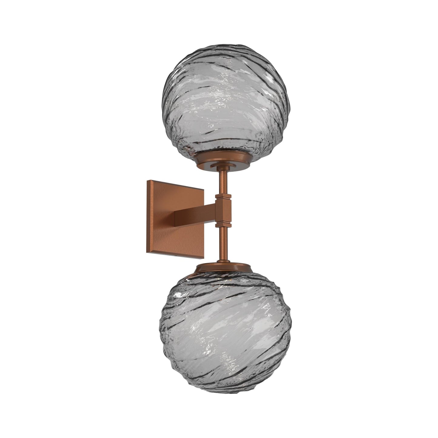 Gaia Double LED Wall Light in Burnished Bronze/Smoke Blown Glass.