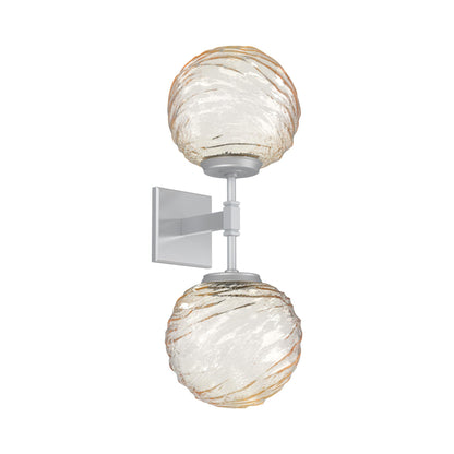 Gaia Double LED Wall Light in Classic Silver/Amber Blown Glass.