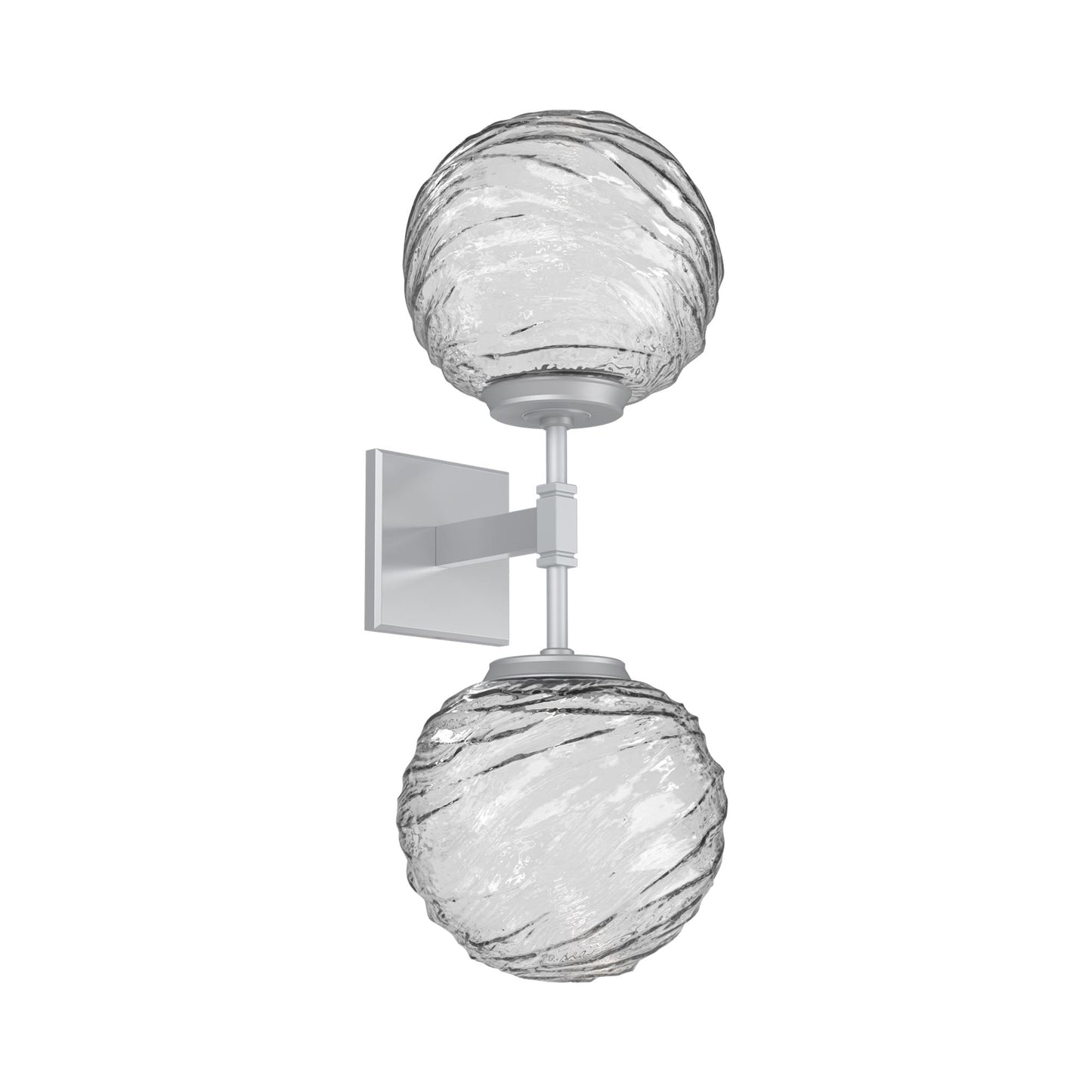 Gaia Double LED Wall Light in Classic Silver/Clear Blown Glass.