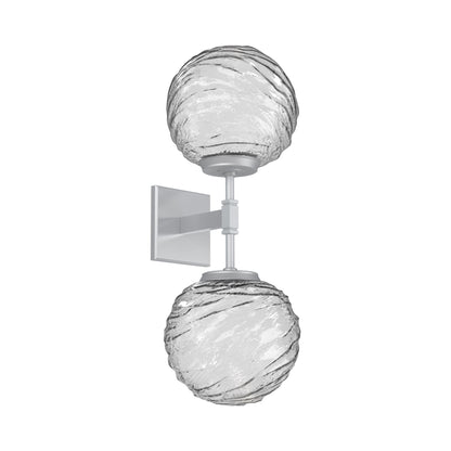 Gaia Double LED Wall Light in Classic Silver/Clear Blown Glass.
