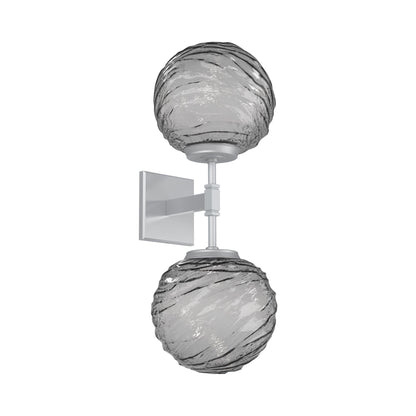 Gaia Double LED Wall Light in Classic Silver/Smoke Blown Glass.