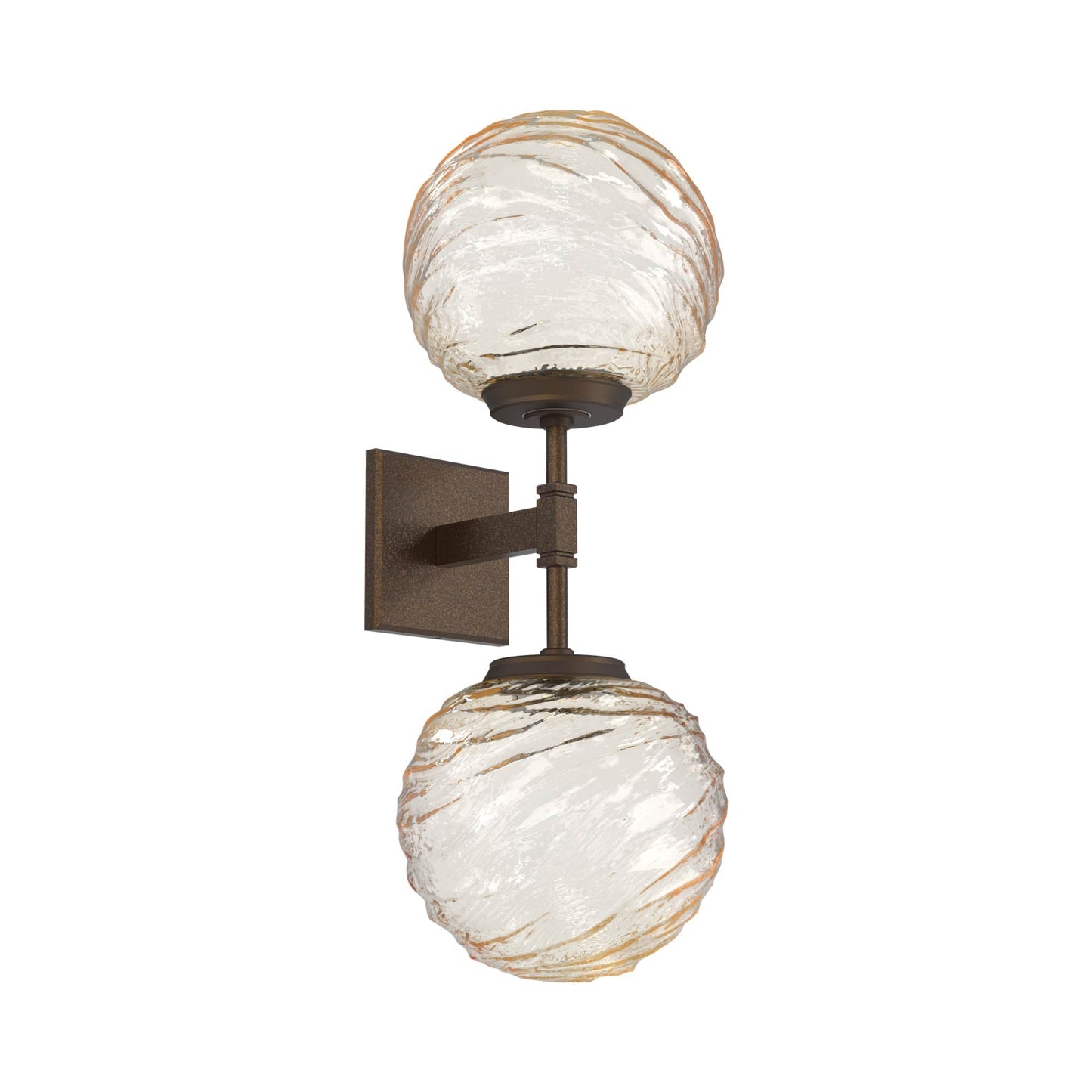Gaia Double LED Wall Light in Flat Bronze/Amber Blown Glass.