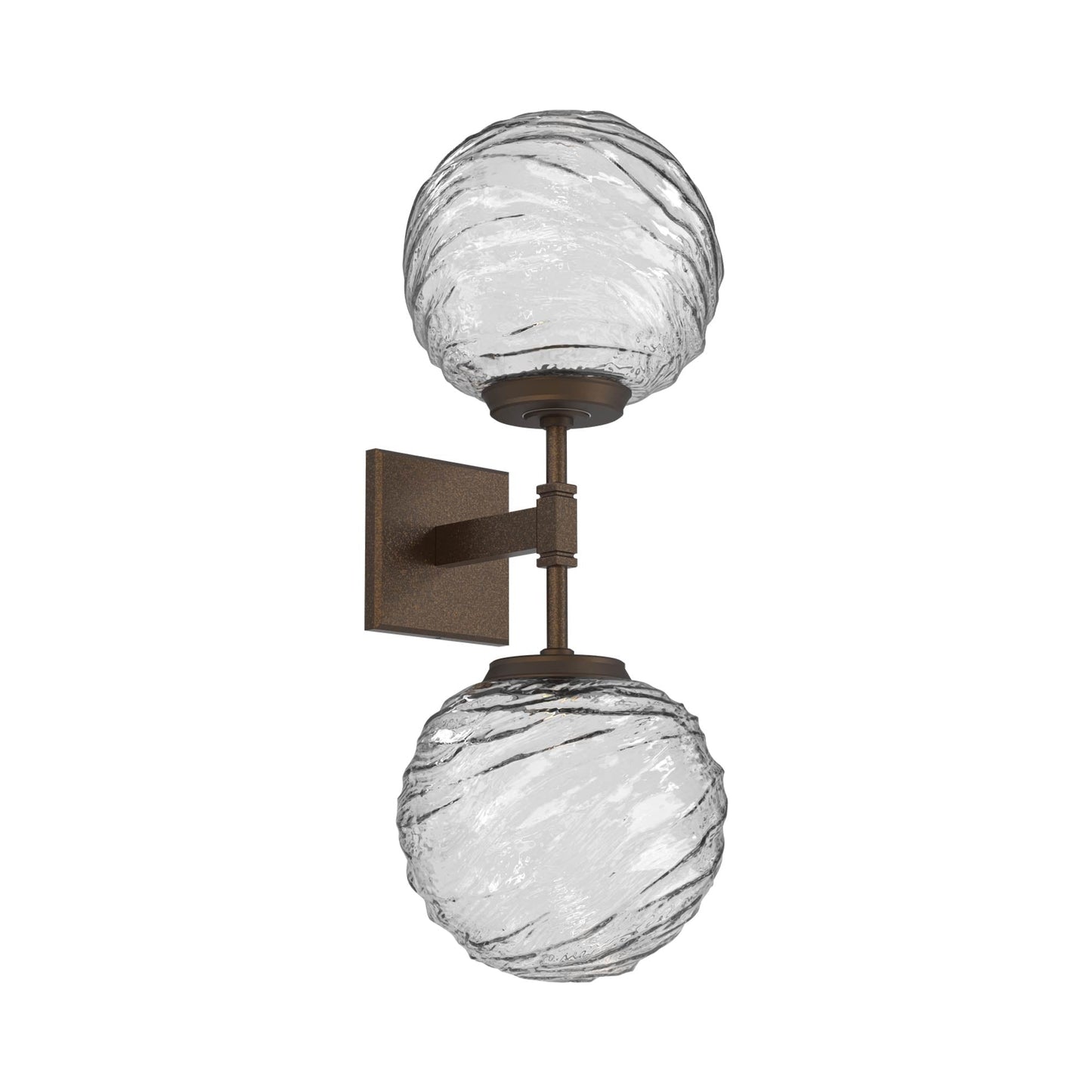 Gaia Double LED Wall Light in Flat Bronze/Clear Blown Glass.