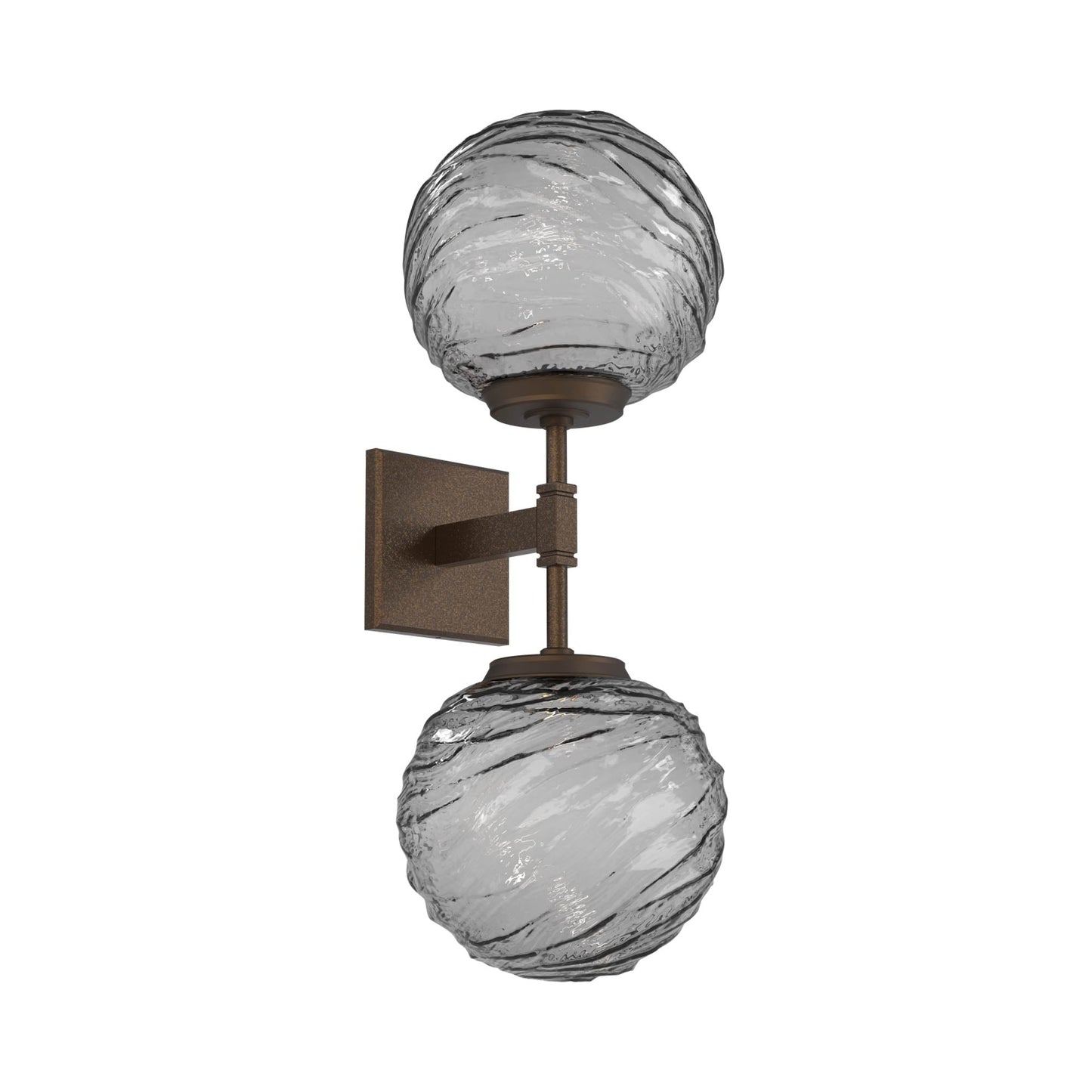 Gaia Double LED Wall Light in Flat Bronze/Smoke Blown Glass.