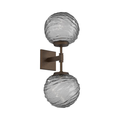 Gaia Double LED Wall Light in Flat Bronze/Smoke Blown Glass.