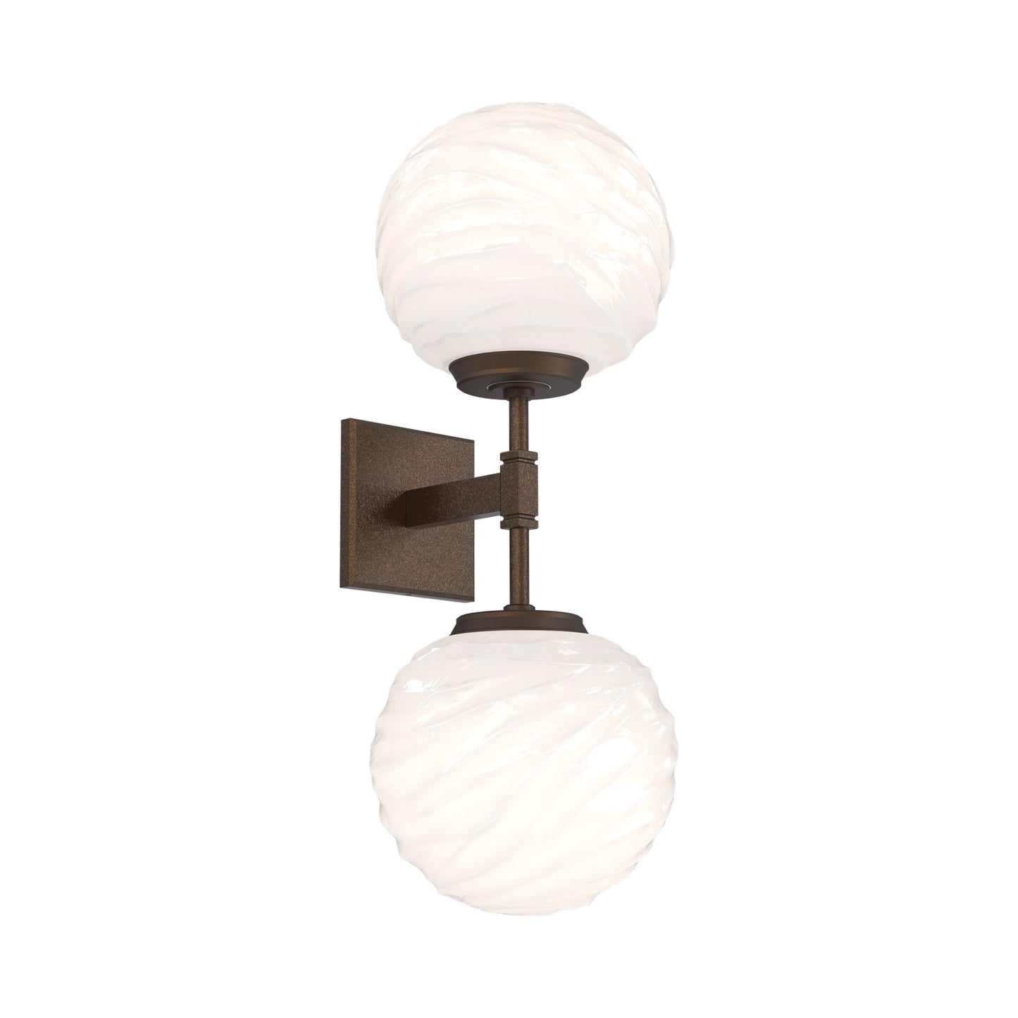 Gaia Double LED Wall Light in Flat Bronze/White Blown Glass.