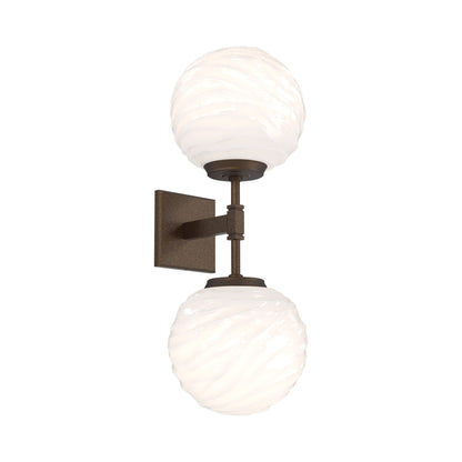 Gaia Double LED Wall Light in Flat Bronze/White Blown Glass.