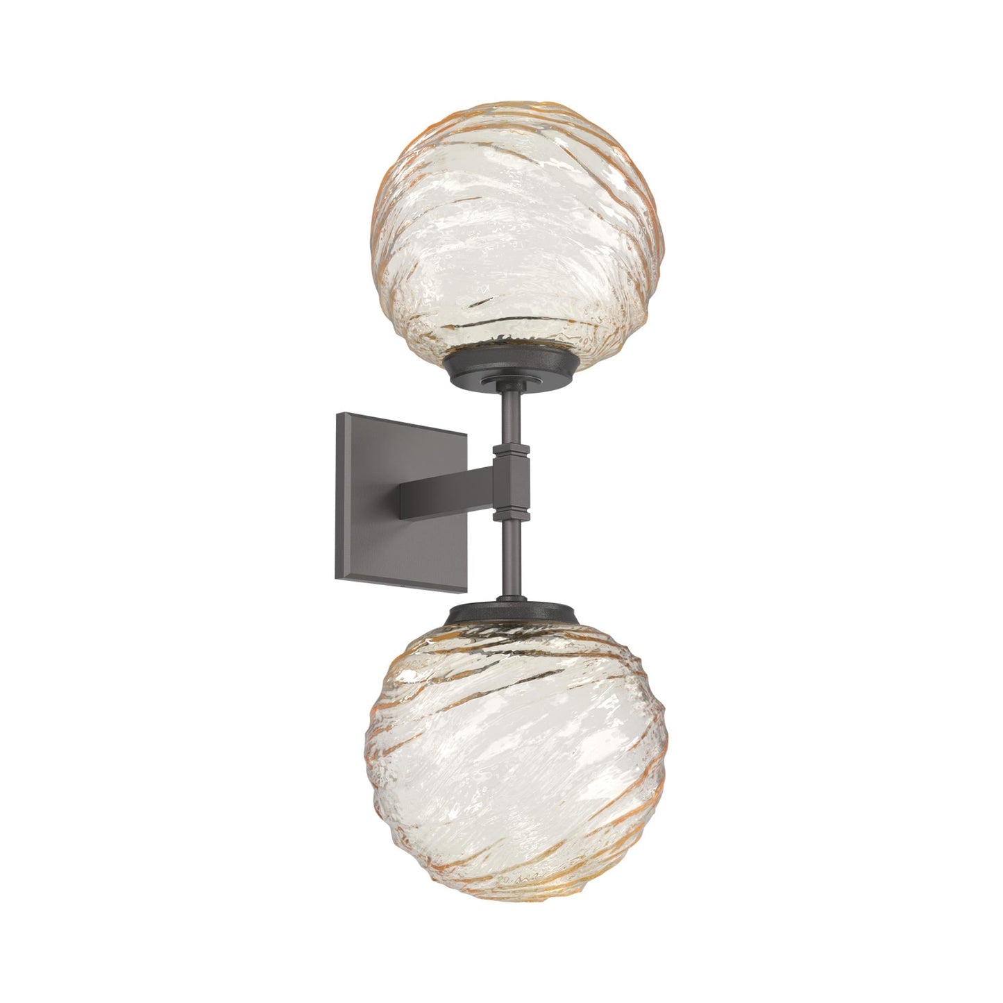 Gaia Double LED Wall Light in Graphite/Amber Blown Glass.