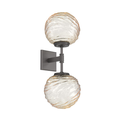 Gaia Double LED Wall Light in Graphite/Amber Blown Glass.