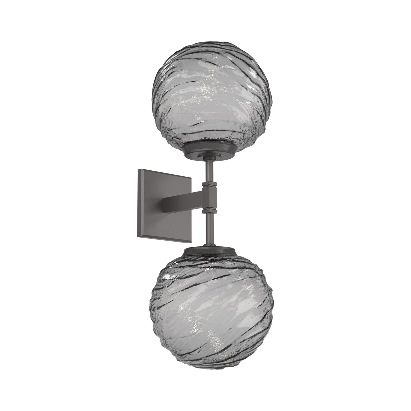 Gaia Double LED Wall Light in Graphite/Smoke Blown Glass.