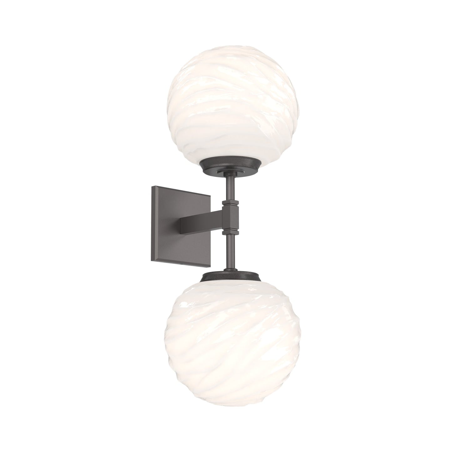 Gaia Double LED Wall Light in Graphite/White Blown Glass.