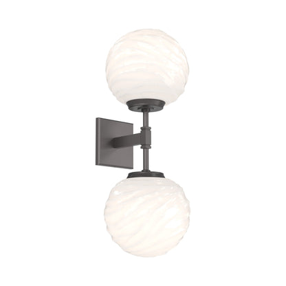 Gaia Double LED Wall Light in Graphite/White Blown Glass.