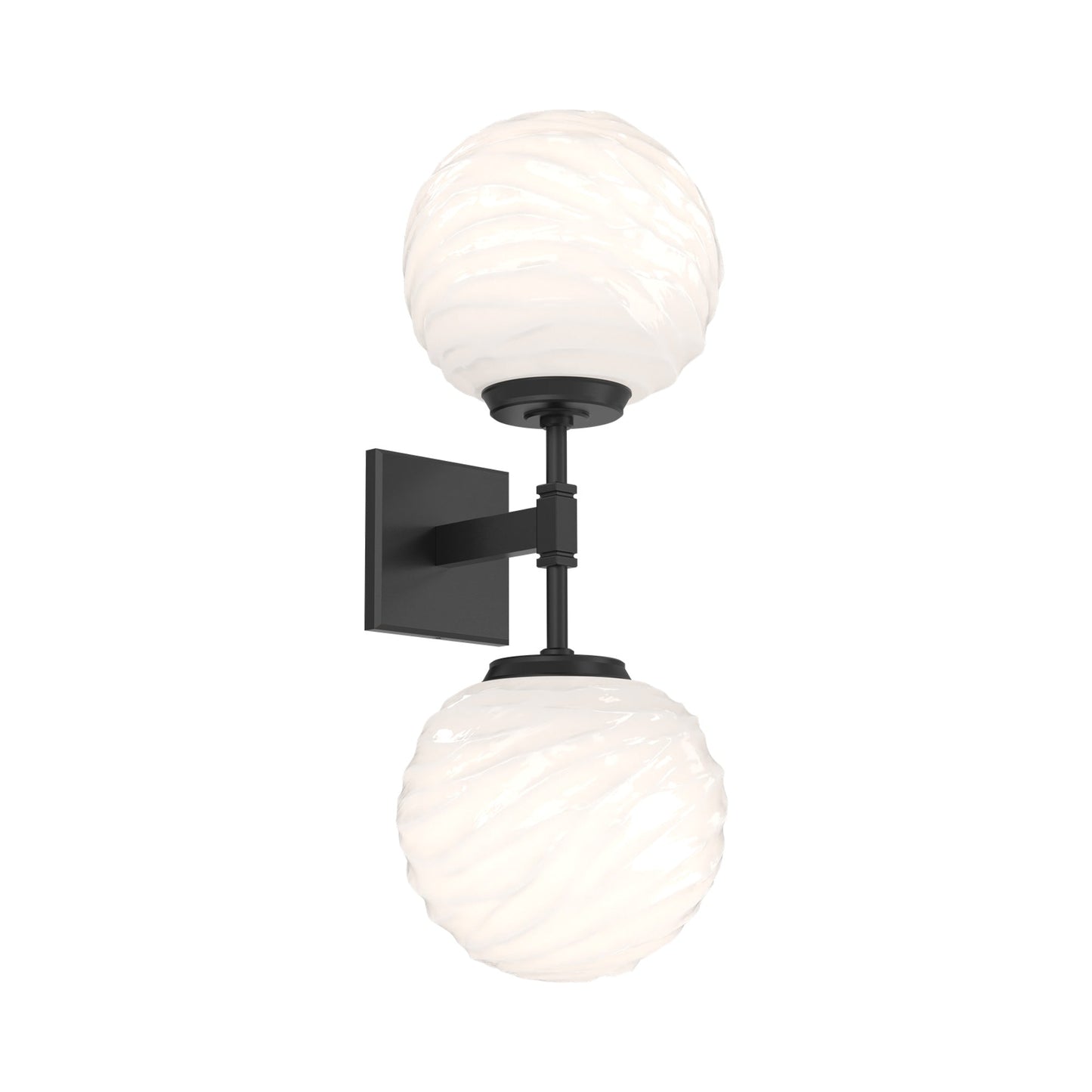 Gaia Double LED Wall Light in Matte Black/White Blown Glass.
