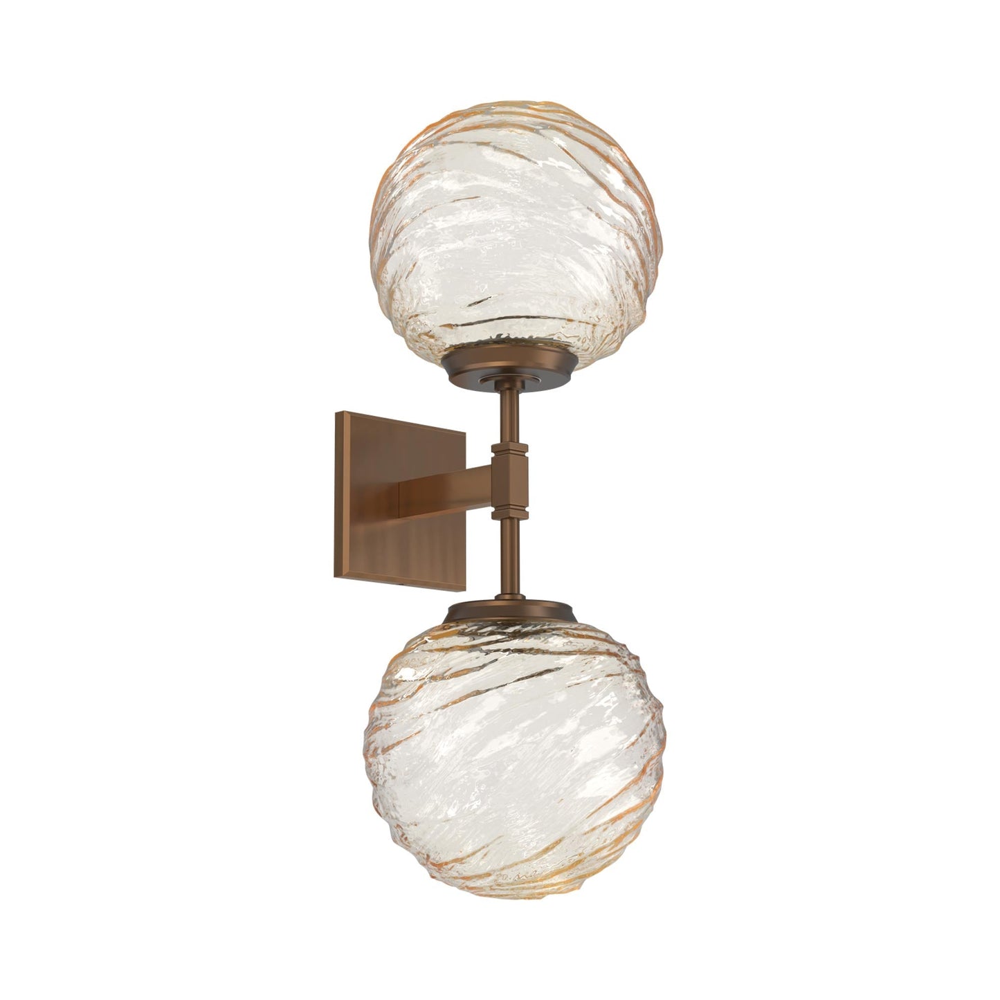 Gaia Double LED Wall Light in Oil Rubbed Bronze/Amber Blown Glass.