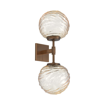 Gaia Double LED Wall Light in Oil Rubbed Bronze/Amber Blown Glass.