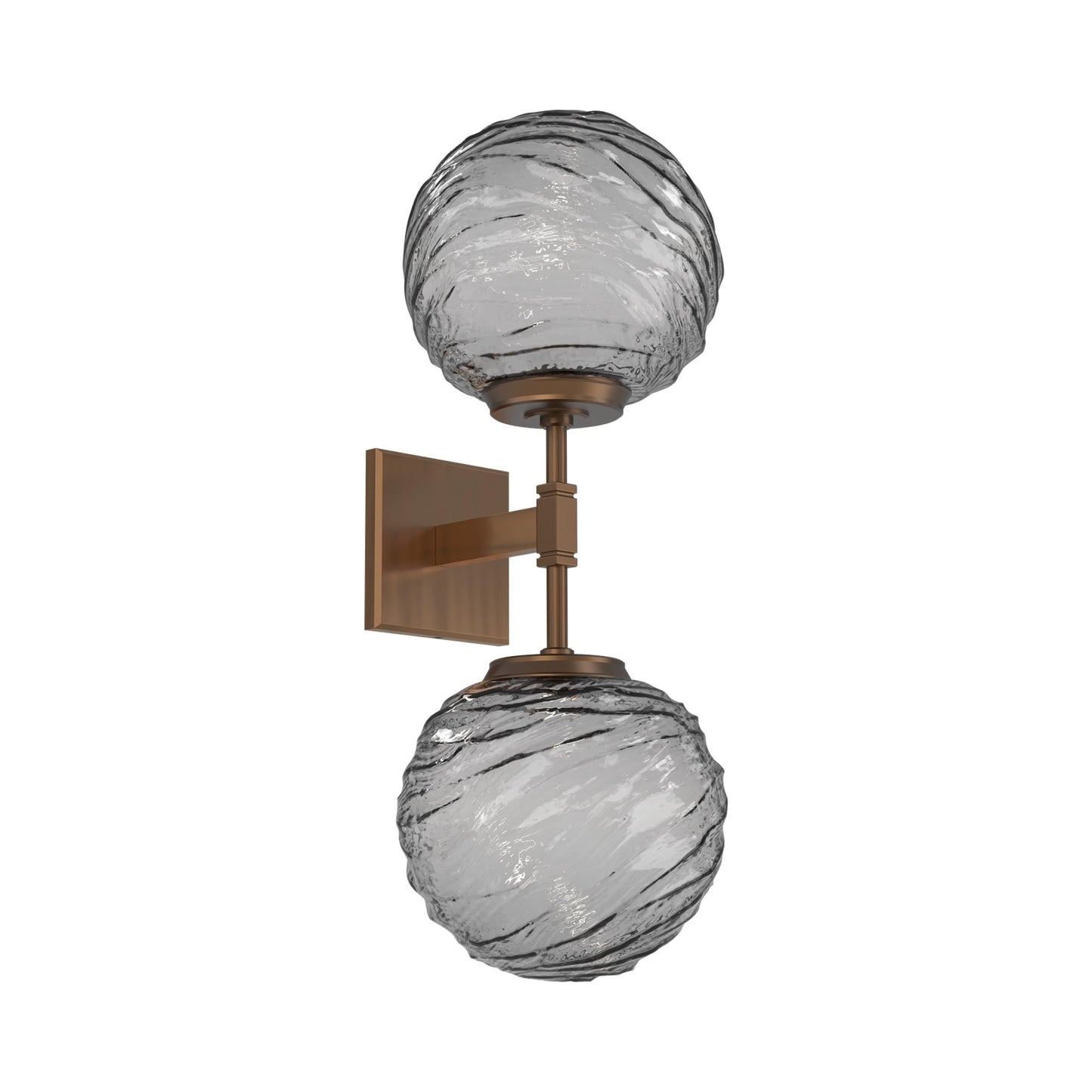Gaia Double LED Wall Light in Oil Rubbed Bronze/Smoke Blown Glass.