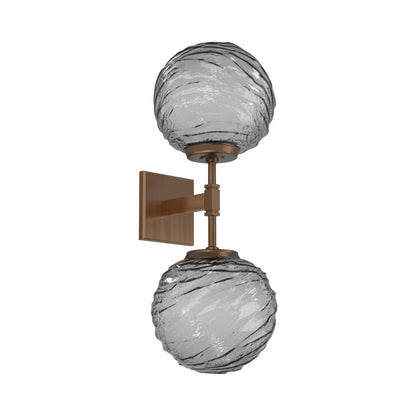Gaia Double LED Wall Light in Oil Rubbed Bronze/Smoke Blown Glass.