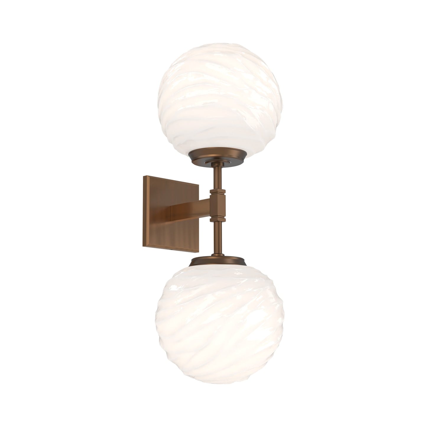 Gaia Double LED Wall Light in Oil Rubbed Bronze/White Blown Glass.